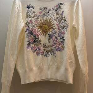 Christian Dior Ivory Embroidered Sun & Floral Sweater